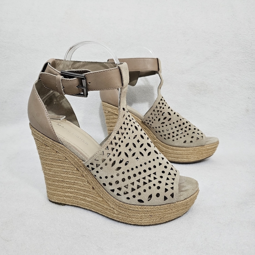 Marc Fisher Hasina Perforated Suede Espadrille Wedges